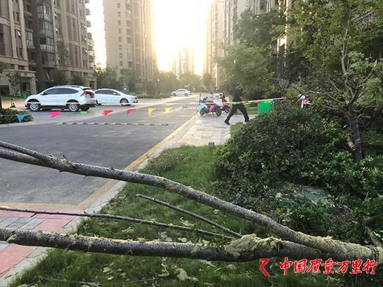 記者準(zhǔn)備離開時(shí),發(fā)現(xiàn)保安在事故現(xiàn)場(chǎng)再拉了一道警戒線。